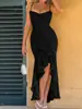 Vestido de Verão 2025 Estilo Europeu e Americano Comércio Exterior Transfronteiriço Vestido de Alta Qualidade para Mulheres Vestido de Alça Longo Sem Mangas para Mulheres