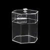 Botella de acrílico transparente para medicina, gránulos, dulces, vidrio orgánico, botella de almacenamiento a prueba de polvo, caja redonda con tapa abatible y visor