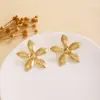 Pendientes Irregulares con Textura Metálica Brillante de Flor Transfronterizos Europeos y Americanos, Pendientes de Moda Personalizados de Diseño de Nicho