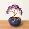 Figurita de Árbol de la Riqueza de Citrino Natural Árbol de la Riqueza de Amatista 6 Ramas 9 Perlas Decoración de Escritorio para Oficina en Casa