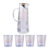 Venta al por mayor de fábrica traje de juego de vasos de vidrio con patrón vertical japonés botella de agua fría para el hogar botella de agua fría resistente a altas temperaturas botella de agua de gran capacidad