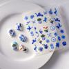 Pegatina de Arte para Uñas Estilo Chino 5D Estéreo Impermeable Azul y Blanco Porcelana Pegatina para Uñas Calcomanía Decorativa Grulla Longevidad Pino