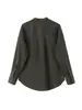 Exportación Transfronteriza Ropa de Mujer Moda Otoño e Invierno 2025 Estilo Europeo y Americano Rayas Cuello Alto Un Botón Casual Versátil Camisa para Mujer
