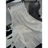 [Recomendación Principal] Yuran 26 Nueva Colección Primavera/Verano Conjunto Importado de Chaleco y Falda de Paraguas Satinado Iridiscente Arrugado Brillante