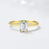 Anillo rectangular geométrico de plata de ley 925 con circonita para mujer, joyería de anillo de bodas de imitación de diamante exquisita estilo ins de lujo ligero transfronterizo europeo y americano