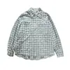 Ropa Vintage 25 Otoño Nuevo Estilo Japonés Camisa a Cuadros Casual Juvenil Bloque de Color Holgada con Bolsillo Camisa de Manga Larga