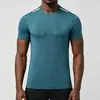 Comércio Exterior Europeu e Americano Estilo Transfronteiriço Respirável ao Ar Livre Casual Esportivo Fitness Seda de Gelo Fina Secagem Rápida Alta Elasticidade Camiseta de Manga Curta