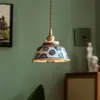 Luminária de pingente de flor de cerâmica estilo medieval para mesa de cabeceira, luminária vintage francesa para sala de jantar, luz estética estilo Song para corredor de entrada e sala de jantar