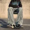 Jeans de estrella de cinco puntas estilo americano, pantalones de pierna ancha para hombre de otoño, corte holgado, retro y modernos de pierna recta