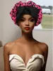 Touca de Dormir de Seda Imitação de Aba Larga para Mulheres, Touca Elástica para Cuidados com o Cabelo com Estampa de Fita, Lenço de Cabeça de Beleza, Chapéu de Proteção Solar