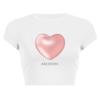 Camiseta de manga corta con cuello redondo y estampado de amor de metal para mujer, de diseñador de nicho, para primavera y verano.