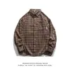 Camisa de manga larga a cuadros de estilo callejero japonés con bloques de color para hombres y mujeres, chaqueta casual estilo boyfriend holgada vintage para primavera y otoño