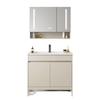 Combinación de Gabinete de Baño de Aluminio para Espacios de Pie Lavabo de Baño Integrado de Cerámica Lavabo de Balcón Lavabo