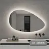 Espejo de Baño y Maquillaje con Forma de Gota de Agua, Luz Ambiental LED, Espejo Inteligente, Llamada Bluetooth, Antivaho, Hora, Temperatura