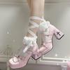 Noche de Brujas Zapatos Pequeños de Cuero Negros Completamente Elegantes Originales Y2K Subcultura Spice Girls Punk Tacón Alto Zapatos Lolita