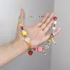 Colar de Miçangas Coloridas em Forma de Coração Estilo Étnico para Mulheres, Corrente de Clavícula de Duas Camadas com Corda Trançada Marrom de Alto Padrão