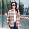 Cardigan Roupa de Proteção Solar Roupa Exterior Feminina Primavera & Outono Camisa Xadrez Feminina Nova Algodão Solta Estilo Coreano Versátil Camisa da Moda