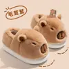 Chinelos de algodão Capivara para homens, novo 2026 outono e inverno para casa, antiderrapantes, de pelúcia, quentes, de algodão para mulheres