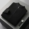 Nuevo Suéter de Lana 100% Pura para Otoño e Invierno Cárdigan para Hombre Cuello Semi Alto Cremallera Chaqueta de Lana Suéter de Punto de Negocios