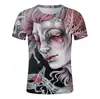 Comércio transfronteiriço Halloween Natal Camiseta com impressão digital 3D masculina feminina manga curta atacado