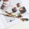 Hoja de Huai Dispersa y Exuberante Estilo Étnico Ping An Kou Colgante Collar con Borla para Mujer Estilo Antiguo Cadena Larga Ajustable para Suéter