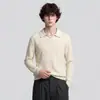 APO Ropa de Hombre Transfronteriza Calibre 12 Estilo Old Money Textura de Punto Prendas de Punto para Hombre Holgado Suéter POLO Manga Larga