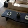 Mesa de Centro de Madeira Maciça Carbonizada Estilo Wabi-Sabi Preta de Luxo com Acabamento de Alto Padrão, Espaço de Chá Vintage, Mesa de Chá Grande, Mesa de Centro Estilo Japonês