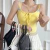 Chaleco de verano puro deseo con lazo, ropa interior hermosa para mujer, ropa interior con almohadilla para el pecho, ropa exterior envolvente, top corto con ombligo al descubierto