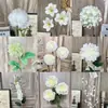 Ramo falso de simulación de color blanco terminado con flores de seda artificial para boda, fila de flores de plástico, arreglo de boda de alta calidad