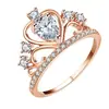 Anillo de Corona Incrustado de Diamantes Color Oro Rosa de Lujo Ligero de Moda Europea y Americana para Mujeres, Anillo Creativo Transfronterizo Más Vendido Joyería al por Mayor