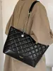 Bolsa Tote Grande Shuai Mi Jia com Padrão de Diamante Feminina 2026 Outono Nova Tendência Bolsa de Ombro Bolsa de Mão