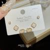 Exquisito conjunto micro con una tarjeta y tres pares de pendientes Combinación de traje con aguja de plata de ley 925 Pendientes de moda en Internet Pendientes coreanos de alta gama