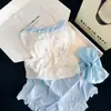 2026 Verano Nuevo Estilo Seda de Hielo Acanalado Coloridos Cuento de Hadas Pantalones Cortos con Tirantes Pijamas para Mujer Rosa Se Pueden Usar Fuera de Casa Ropa