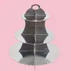 Estante de papel para pasteles de tres niveles, directo de fábrica, personalizado, con estampado dorado, para fiesta de cumpleaños, boda, desechable, expositor de postres