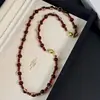 Nuevo Collar de Cristal Rojo Retro Estilo Chino para Mujer, Pulsera de Cuentas Magnéticas de Doble Uso, Cadena para Clavícula, Cadena para Suéter