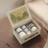 Conjunto de Chá de Viagem "Mil Milhas de Rios e Montanhas", Bule de Cerâmica com Quatro Xícaras, Copo Portátil de Serviço Rápido, Presente Corporativo, Lembrança com Logotipo