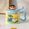 Taza Cerámica Linda de Crayon Shin-Chan, Vaso de Agua Atractivo con Tapa, Regalo de Cumpleaños para Niñas, Recuerdo para Mejores Amigas