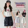 Conjunto de Verano para Niñas 2026 Nuevo Elegante Delgado de Manga Corta Pantalones Cortos de Trabajo Conjunto Casual de Dos Piezas para Niños Mayores