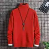 Suéter de cuello alto para adolescentes para hombre, estilo coreano, moderno, guapo, holgado, blanco de invierno, base engrosada para estudiantes