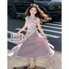 Novo Vestido Chinês para Meninas, Novo Vestido Longo de Verão, Cheongsam Infantil Pequeno, Médio e Grande, Vestido Casual Fino, Estilo Nacional para Meninas