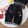 Calça Jeans Infantil Q12 Primavera e Outono Novo Estilo Calça de Outono Infantil para Crianças Maiores, Calça Longa Casual de Outono, Estilo Streetwear Tendência