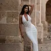 Jy25702 Comércio Exterior Atacado Estilo Europeu e Americano 2026 Sexy Decote Halter Franzido Elegante Costas Nuas Vestido de Noite