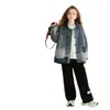 Nueva Camisa de Mezclilla Vintage para Niñas de Primavera y Otoño, Top Chaqueta Casual Versátil Holgado para Niños Mayores, Moderno