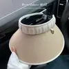 Sombrero de Sol de Verano para Mujer Estilo Coreano con Cubre Rostro, Ala Ancha, Parte Superior Abierta, Sombrero de Sol Versátil y de Moda para Exteriores, Plegable