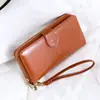 Carteira Nova Feminina Longa com Zíper e Fivela Grande Capacidade Multi-Compartimento para Cartões Bolsa para Cartões Bolsa Tudo-em-Um Bolsa de Mão Venda Quente