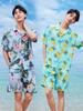 Camisa de Flor de Manga Curta terno Verão Masculino Sanya Camisa de Férias à Beira-Mar Havaí Shorts de Praia Um terno