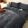 Conjunto de quatro peças de leite veludo espesso de inverno, conjunto de três peças de flanela, lençol e capa de edredom, antiestático para dormir nu, impressão e tingimento reativos