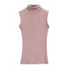 1389-25 Primavera Novo Estilo Coreano Spice Girls Stretch Slim Figura Gola Alta Sem Mangas Camiseta Básica Fina