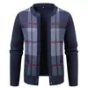 2026 Nuevo Suéter Cardigan Casual para Hombre Abrigo Moda Cuello Alto Tejido con Felpa Ropa de Abrigo para Hombre