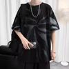 Hong Kong estilo tie-dye manga curta masculina ins moda marca solta camiseta high street moda masculina e feminina all-match meia manga top escuro
